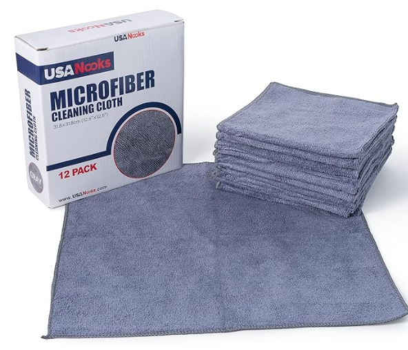 USANOOKS Microfiber Cleaning Cloth Grey - 12 Pcs (12.5"x12.5") - High Performance - 1200 Washes, Ultra Absorbent Microfiber Towel Weave Grime & Liquid for Streak-Free Mirror Shine - Car Washing Cloth